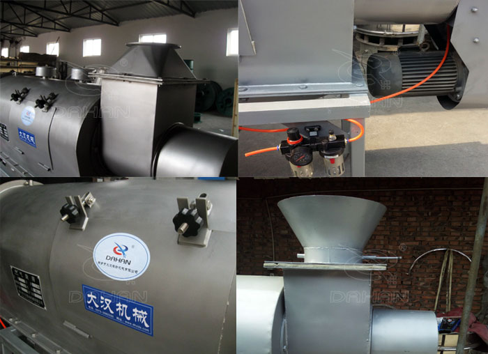 氣旋篩：電機(jī)，進(jìn)料口，氣壓裝置等特寫圖片